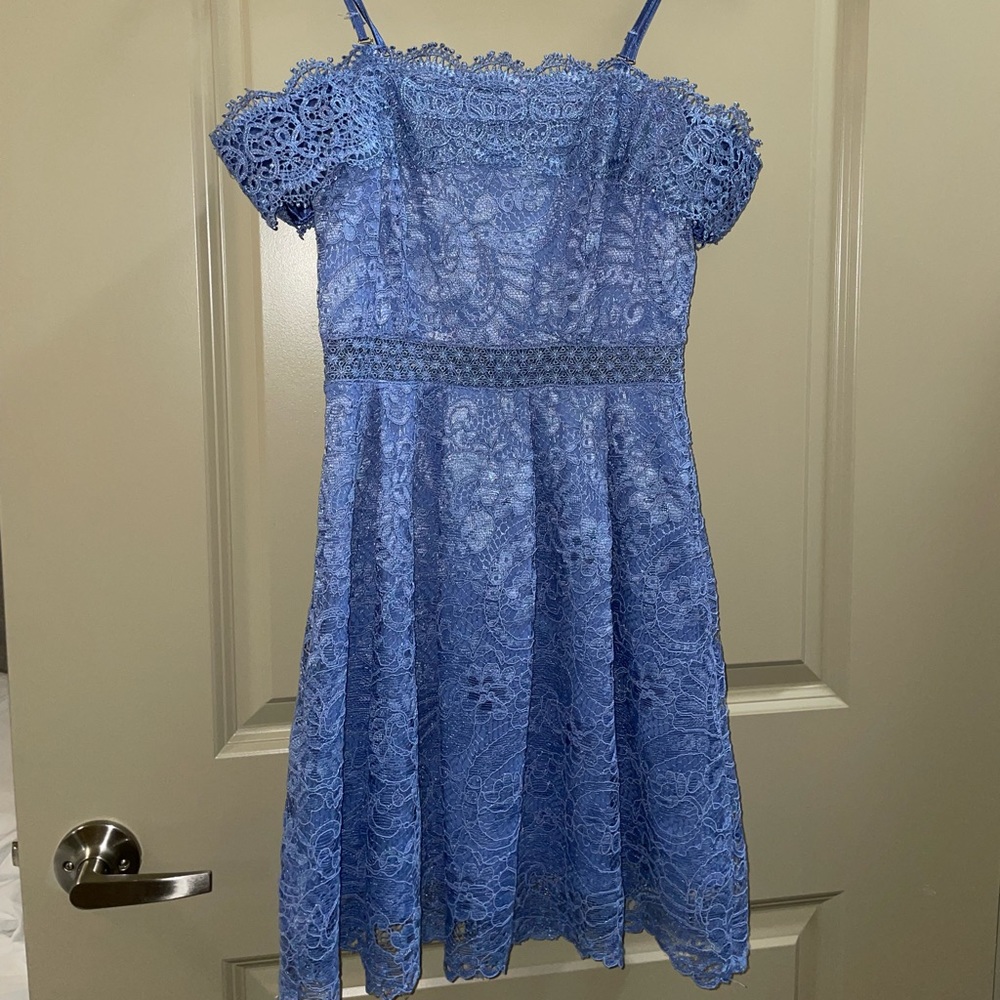 Oxford Blue Addie Crochet Lace A-line Dress